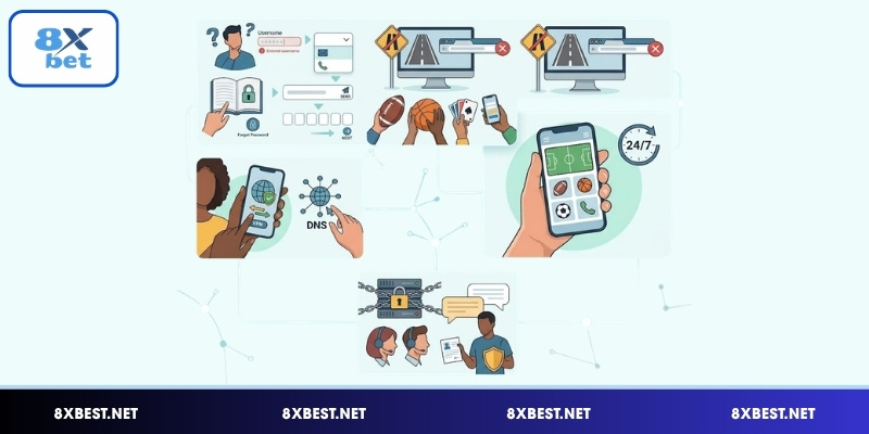 Cách xử lý lỗi thường gặp khi không đăng nhập được 8XBET